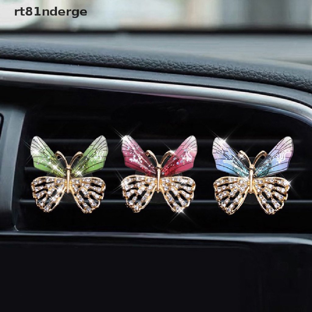 Kẹp Hình Bướm / Chuồn Chuồn Đính Đá Lấp Lánh Trang Trí Lỗ Thông Khí Xe Hơi