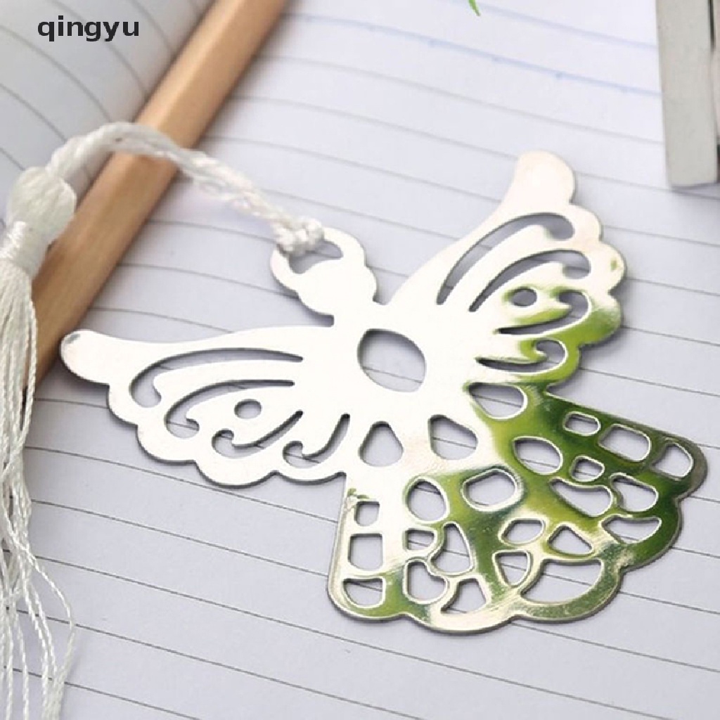 Qingyu Hộp Đánh Dấu Trang Tua Rua Thiên Thần Vệ Binh Bạc Bằng Thép Không Gỉ Bán Chạy