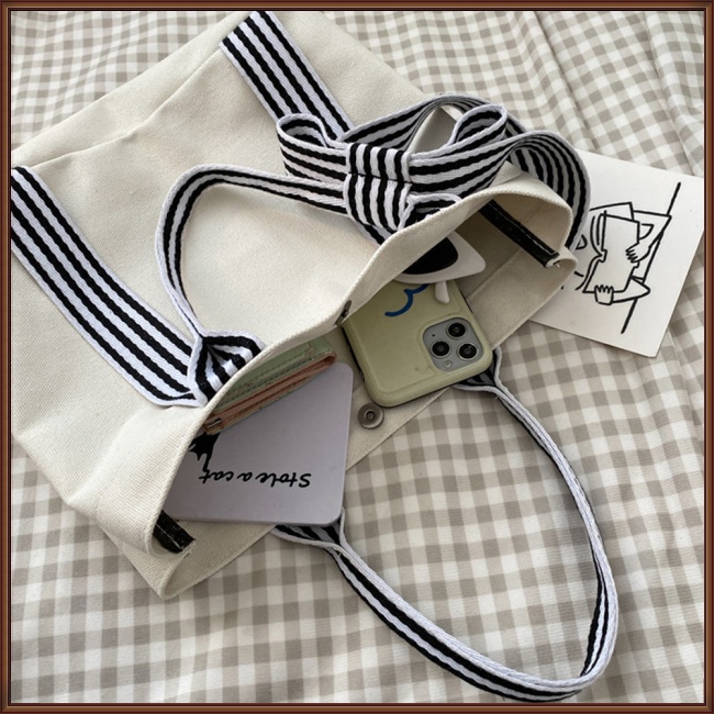 Túi Xách Canvas Cỡ Lớn Phối Màu Tương Phản Thời Trang Cho Nữ