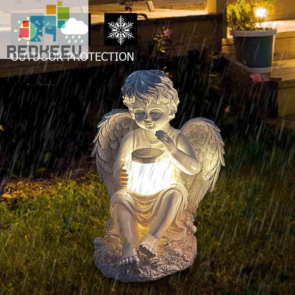 Đồ trang trí Cánh Thiên Thần Ngồi Trên Sân Vườn Bằng Nhựa Resin