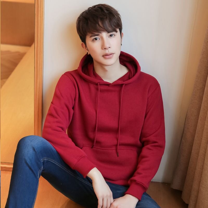 Áo hoodie AOKANG dáng rộng màu trơn phong cách Hàn Quốc cho nam và nữ