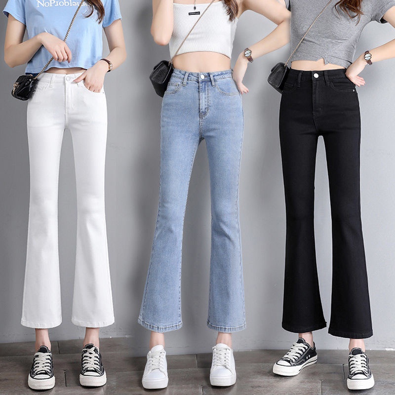 IELGY    Quần denim Ống Loe Lưng Cao Thời Trang Dành Cho Nữ