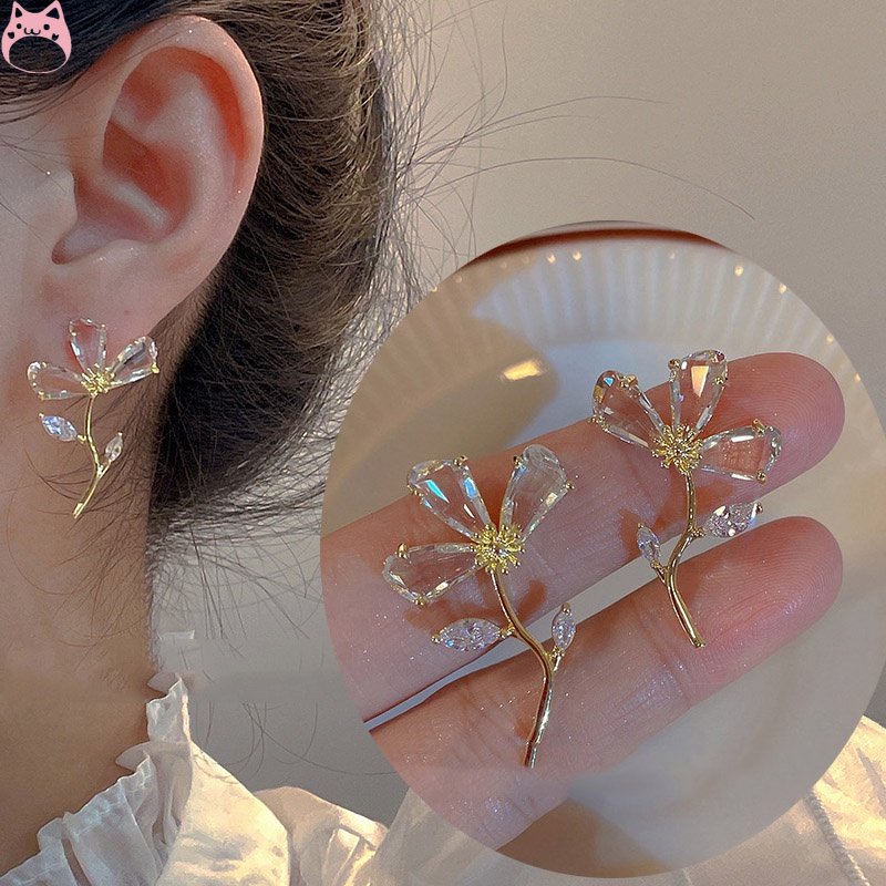 Khuyên Tai Hình Hoa Đính Đá Zircon Thời Trang Mùa Hè Cho Nữ JP5