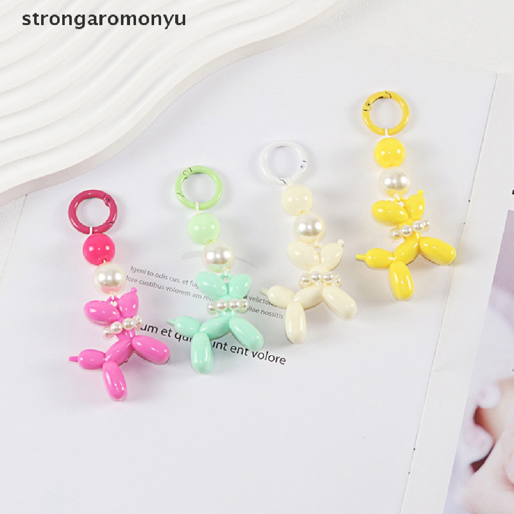 Yu Mới Móc Khóa Điện Thoại Di Động Hình Chú Chó Hoạt Hình Nổi Ngọc Trai Dễ Thương Sáng Tạo n