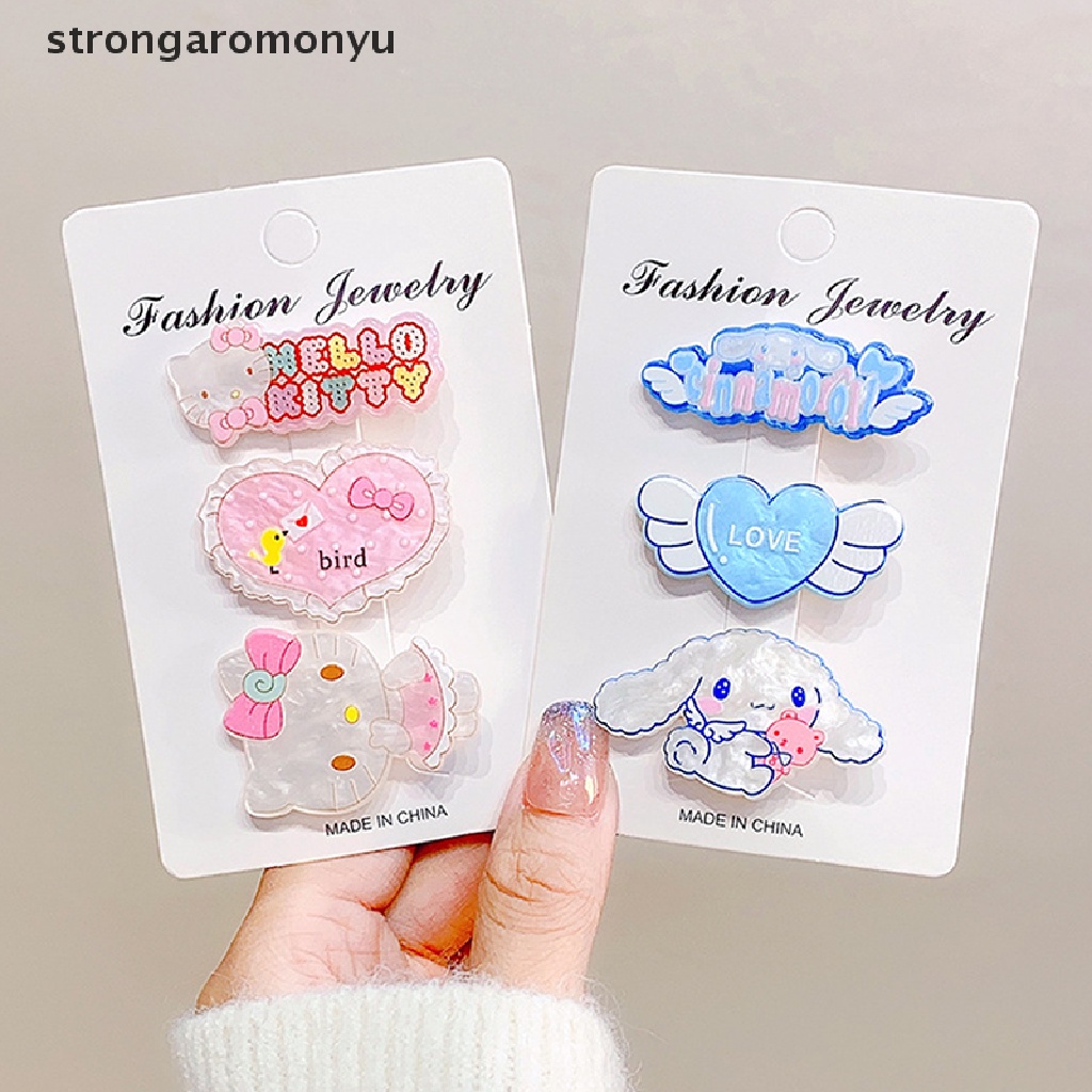 Bộ 3 Kẹp Tóc Đơn Giản Hình Cinnamoroll Kuromi My Melody KT Sanrioed Dễ Thương