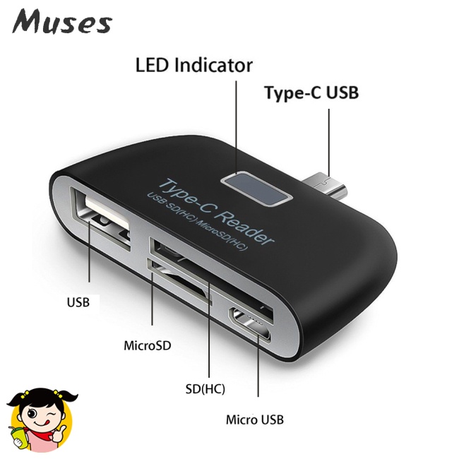 Đầu Đọc Thẻ Nhớ Chuyển Đổi Usb 3.1 Type c Sang Usb2.0 Đọc SD / TF Hub OTG 3.1