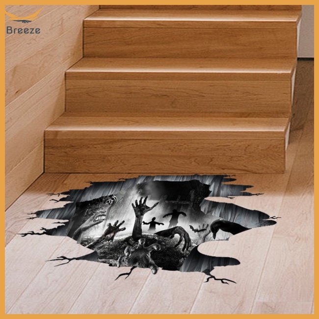 Set 2 Sticker Dán Tường Pvc Hình Bàn Tay Halloween 3d Đáng Sợ Trang Trí Phòng Khách