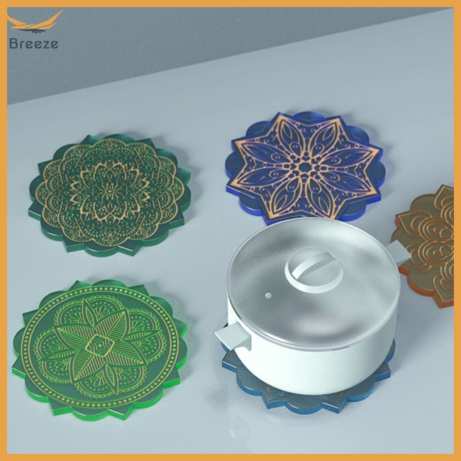 Khuôn Silicon Trong Suốt Họa Tiết Mandala Có Thể Tái Sử Dụng Làm Đế Lót Ly Cho Người Mới Bắt Đầu