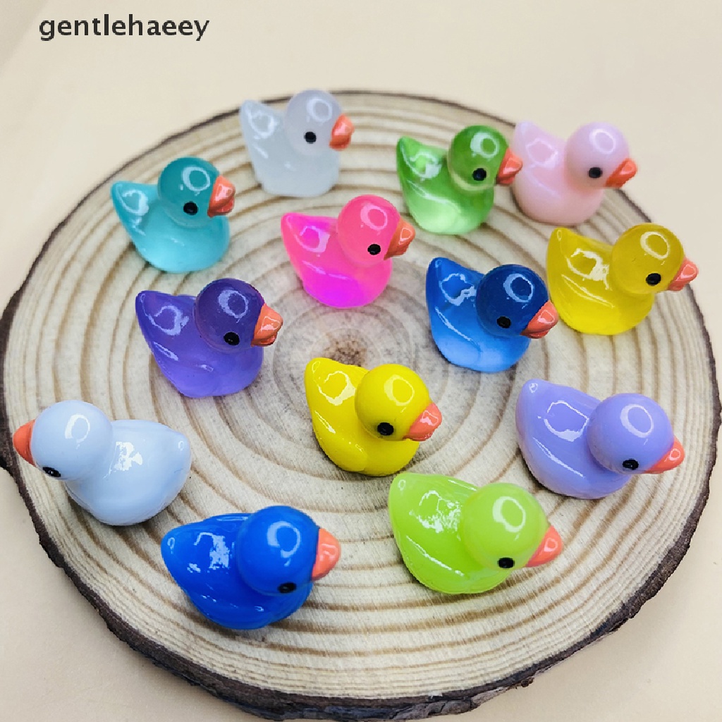 Bộ 10 Tượng Vịt Hoạt Hình Mini Bằng Nhựa Resin Dạ Quang Trang Trí Bảng Điều Khiển Xe Hơi / Nhà Cửa / Sân Vườn