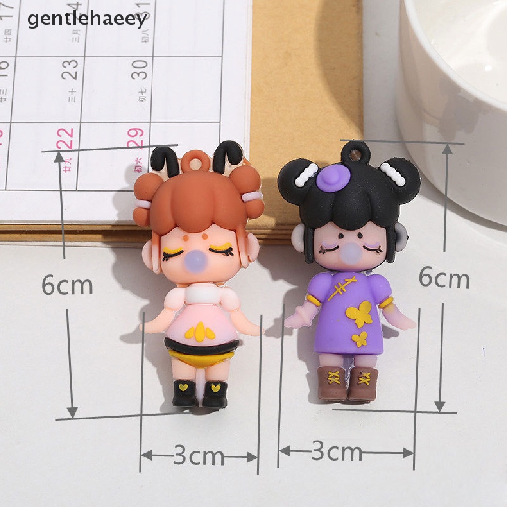 Gent Floag Phụ Kiện Mặt Dây Chuyền Thủ Công Hình Cô Gái Thổi Bong Bóng Trang Trí Bể Cá Sáng Tạo DIY EN