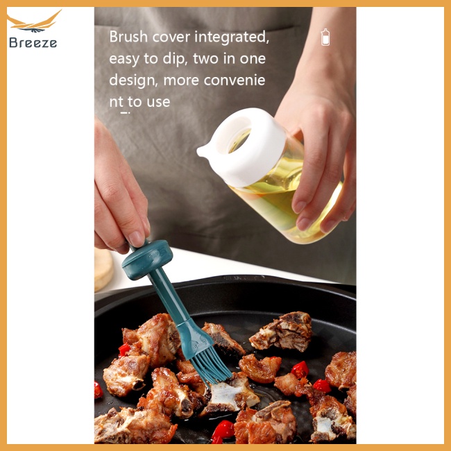Bình Đựng Dầu Ăn Bằng Silicon Trong Suốt Chịu Nhiệt Cao 2 Trong 1 Kèm Cọ Quét Tiện Dụng Cho Nhà Bếp