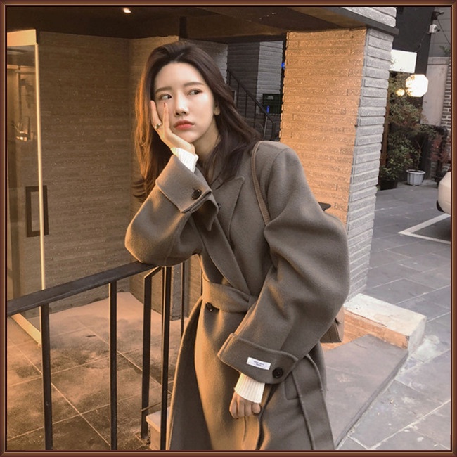 Áo Khoác Dài Qua Gối Dày Dặn Màu Sắc Trơn Thời Trang Cho Nữ