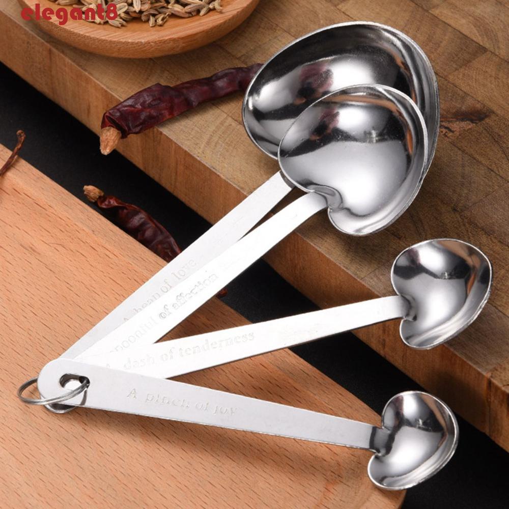 Bộ 4 Muỗng Đo Lường Hình Trái Tim Bằng Thép Không Gỉ
