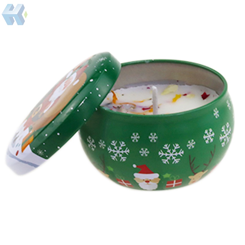 Set 8 Hộp Thiếc Rỗng Tròn Đựng Nến DIY Có Nắp Đậy Dùng Làm Quà Tặng Giáng Sinh