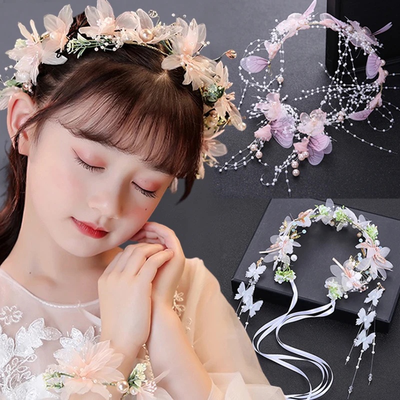 Băng Đô Hoa Cài Tóc Co Giãn Chống Trượt Phong Cách Bohemian Cho Cô Dâu