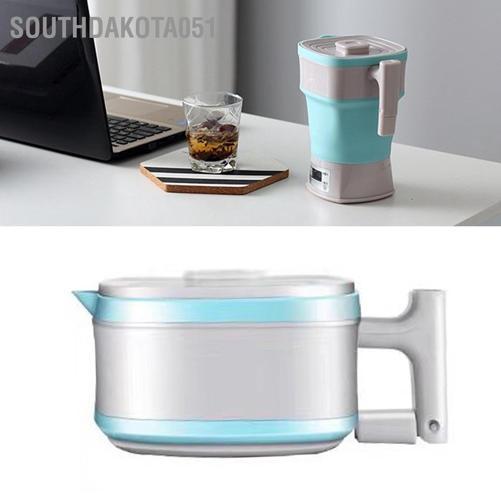 Southdakota051 Ấm Đun Nước Điện Có Thể Gập Lại 110V‑220V 800W Silicone Di Động Thu Gọn Điều Chỉnh Nhiệt Nóng Phích Cắm Châu Âu