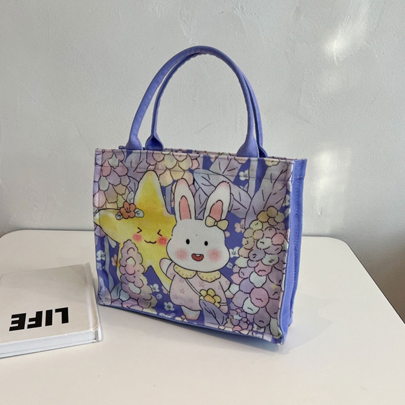Túi Xách Tay Đeo Vai Bằng Vải canvas Hình Thỏ Dễ Thương Tươi Mới Hợp Thời Trang Cho Học Sinh