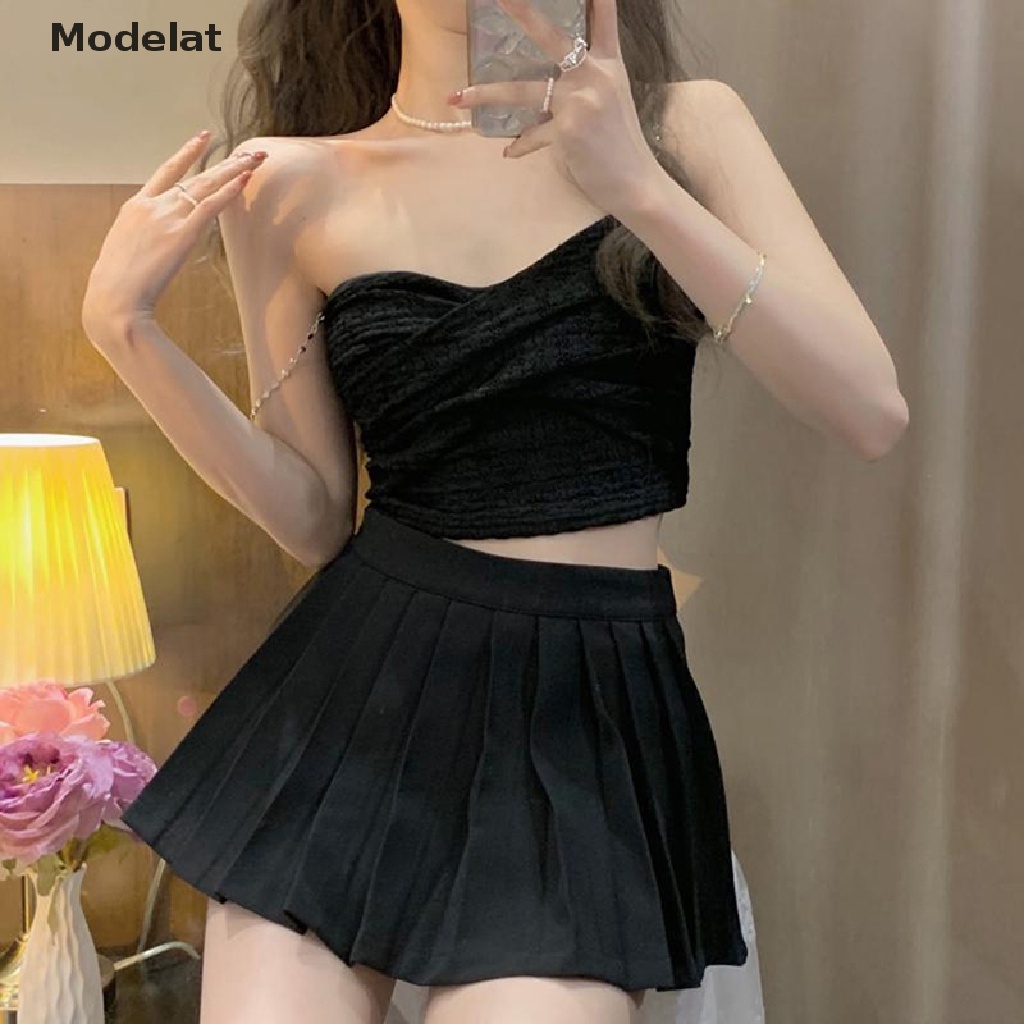 Áo Hai Dây Mùa Hè Mỏng Màu Trơn Có Diềm Xếp Nếp Gợi Cảm MFC Cho Nữ WTD