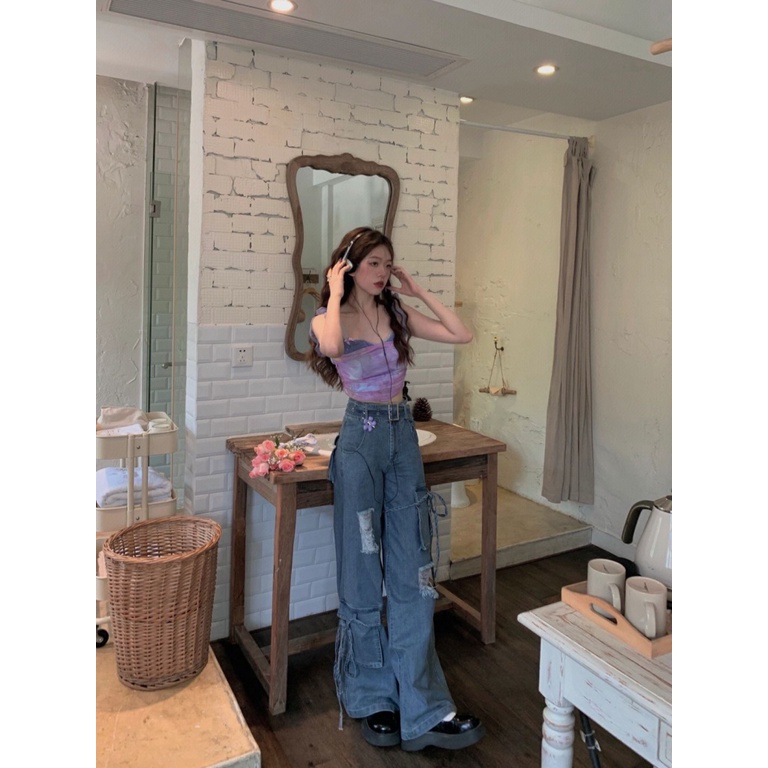 Áo Hai Dây Nhuộm Màu Gradient Ôm Dáng Gợi Cảm Phong Cách Mới Cho Nữ ZO1Z