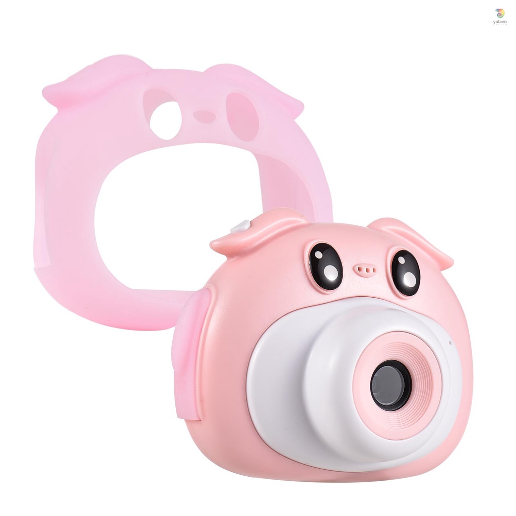 Máy Ảnh Kỹ Thuật Số Mini 1080P Ống Kính Kép 2.0 Inch IPS Màn Hình 4X Zoom in Họa Tiết Hoạt Hình Dễ Thương Kèm Pin Và Dây Đeo Cổ Cho Bé