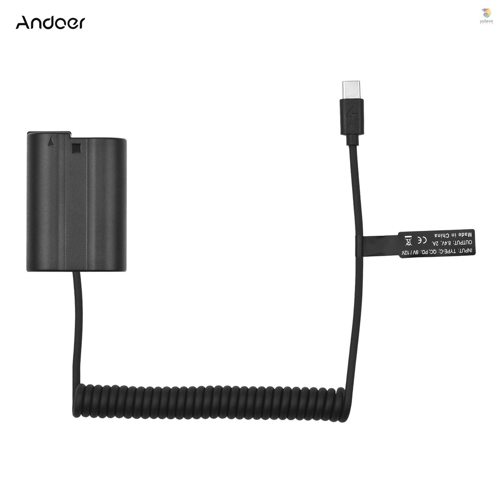 Đầu Nối Chuyển Đổi Pin Andoer EN-EL15 USB-C MH-25 Với Cáp Nguồn USB Type-C Cho Z7 Z6 D800 D850 D810 D7200 D7100 D7500