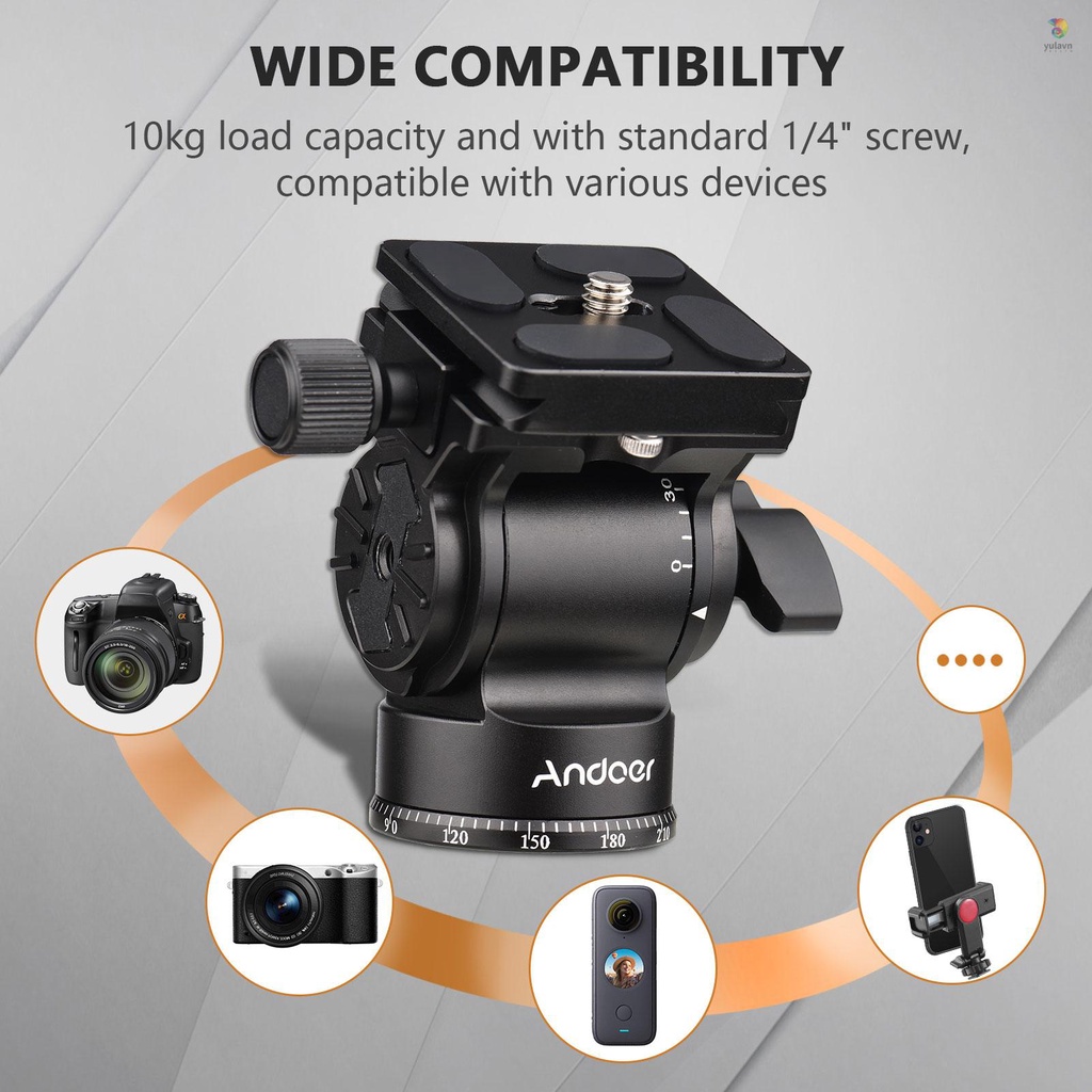 Set 2 Đầu Tròn Góc Nghiêng Bằng Hợp Kim Nhôm 1 / 4 Inch Ốc Vít 10kg / 22lbs Cho Chân Máy Ảnh Andoer