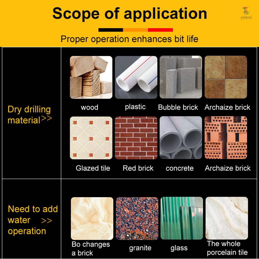 Bộ Mũi Khoan Cacbua Cacbua Cacbua Khoan Kính Gạch Gốm Sứ Tường Gỗ Đa Năng