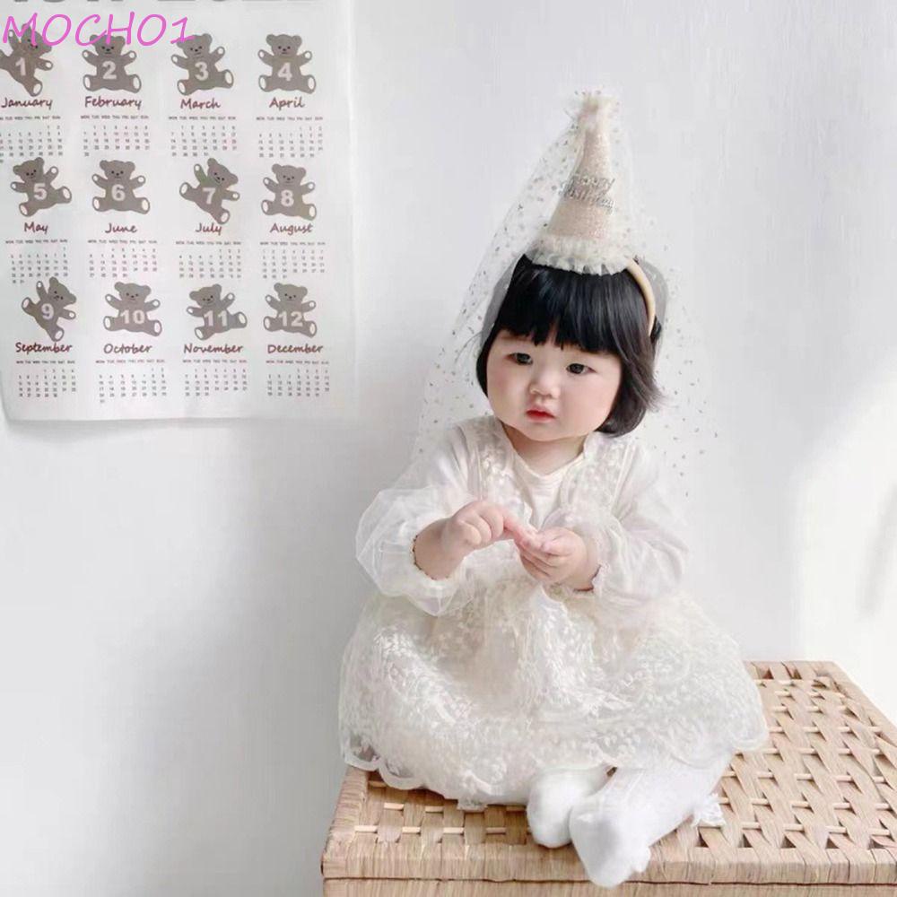 Cài Tóc Lưới Đính Kim Sa Hình Nón Sinh Nhật Dễ Thương Sáng Tạo Vui Nhộn Cho Bé Gái 1 Tuổi