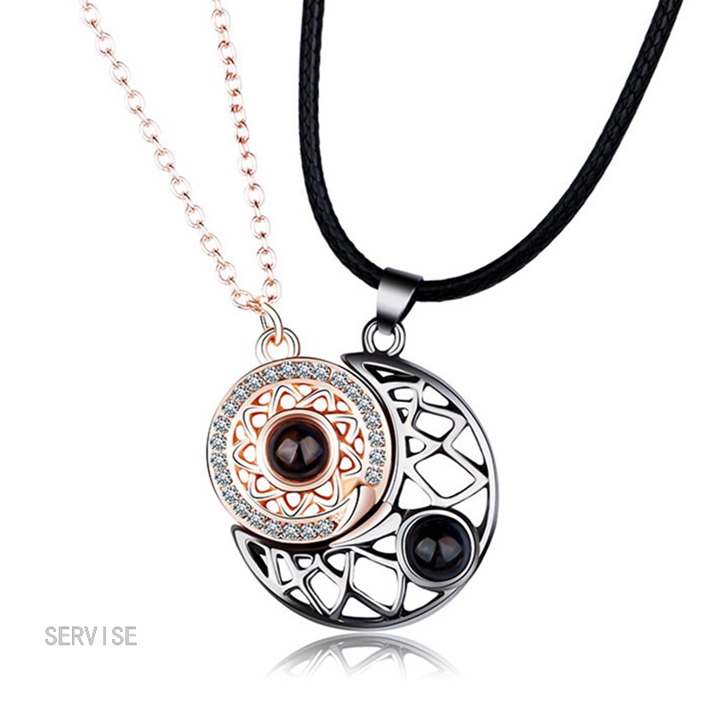 Vòng cổ Mặt Trời &amp; Mặt Trăng 100 Ngôn Ngữ I Love You Cho Cặp Đôi