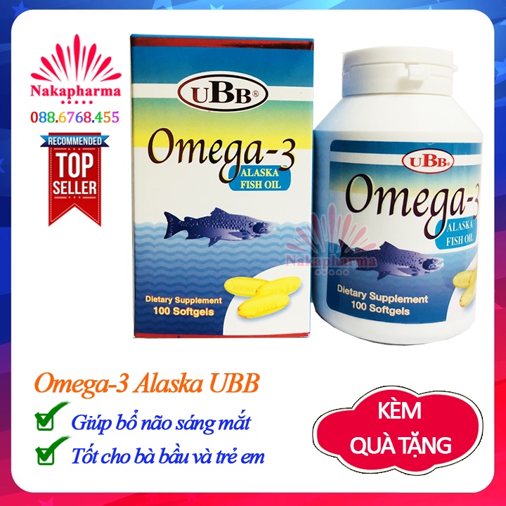 Dầu cá Omega 3 Alaska UBB 100v – Ngăn ngừa bệnh tim mạch, cao huyết áp, bổ não, sáng mắt, đẹp da, giải độc gan