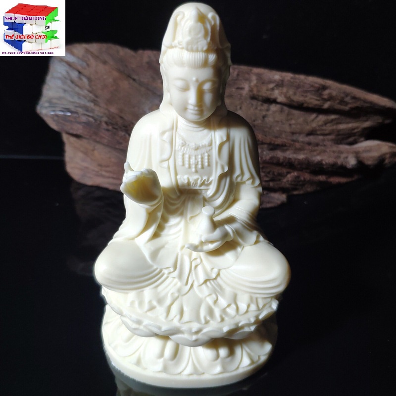 Tượng phật quan âm cao 13.8cm  trang trí nhà cửa, cây cảnh, bể cá, sân vườn, để bàn làm việc, trên ô tô...