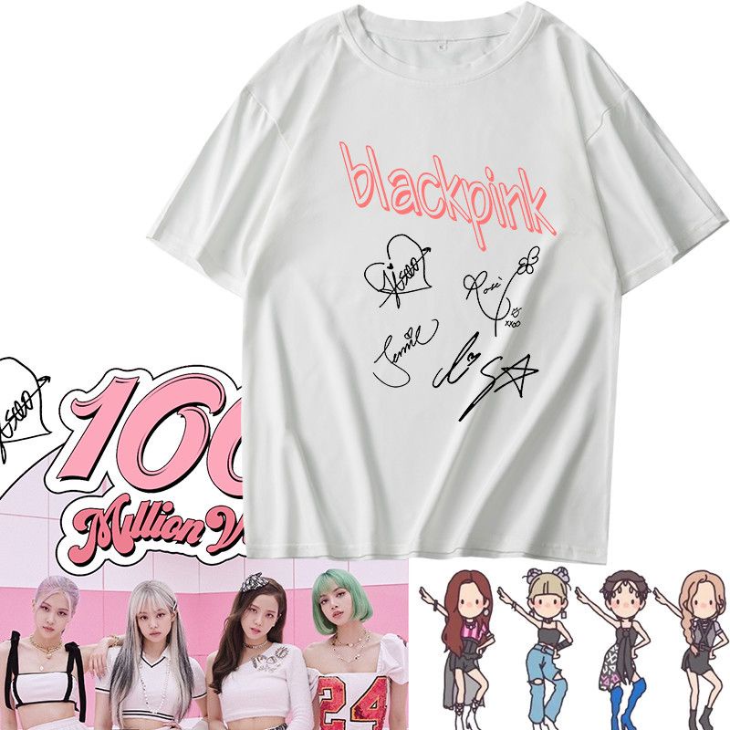 Áo Thun Tay Ngắn Dáng Rộng In Hình Nhóm Nhạc BLACKPINK Thời Trang Cho Nữ