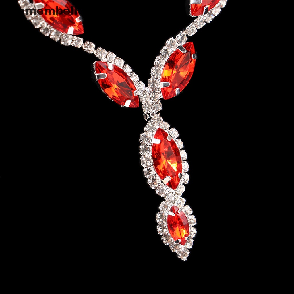 Bộ Vòng cổ + Bông Tai Thời Trang Đính Pha Lê Hình Hoa Cho Nữ