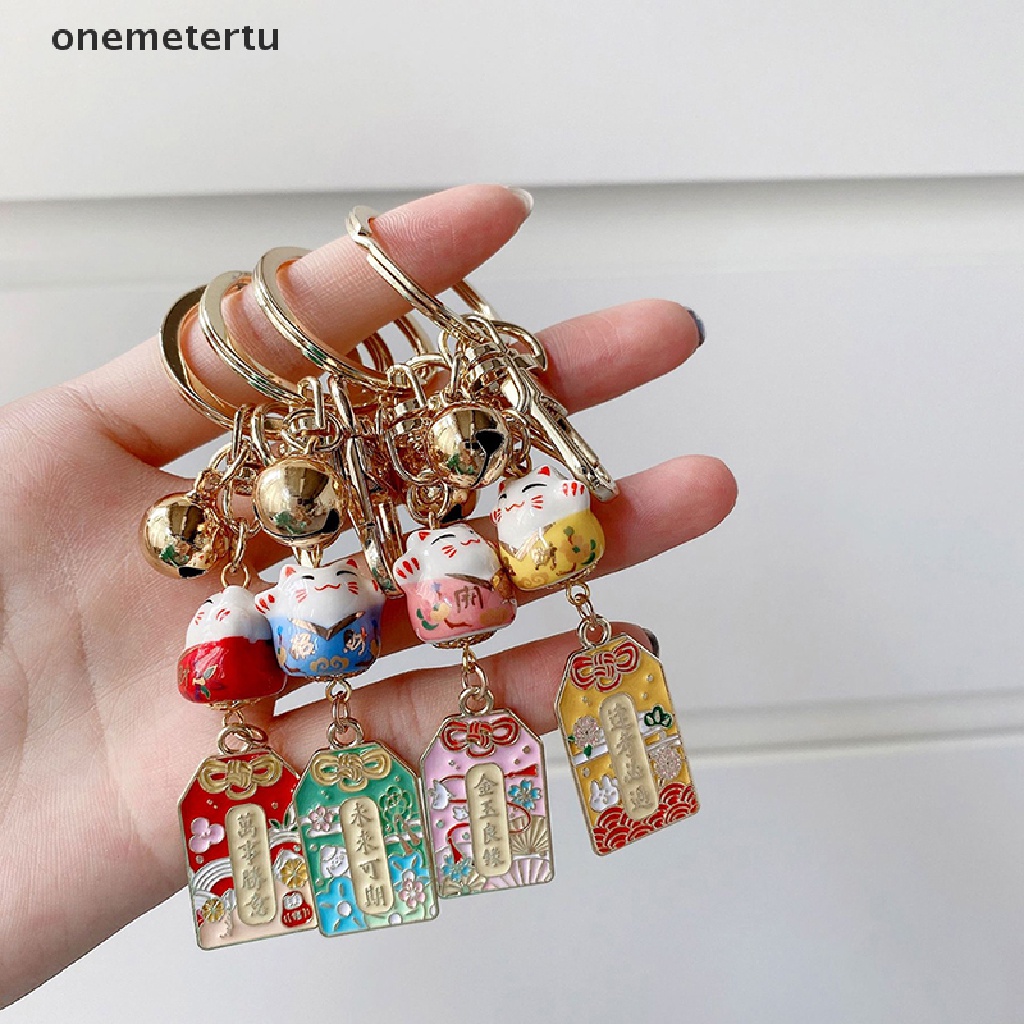 Móc Khóa Hình Chú Mèo May Mắn Bằng Gốm Dễ Thương