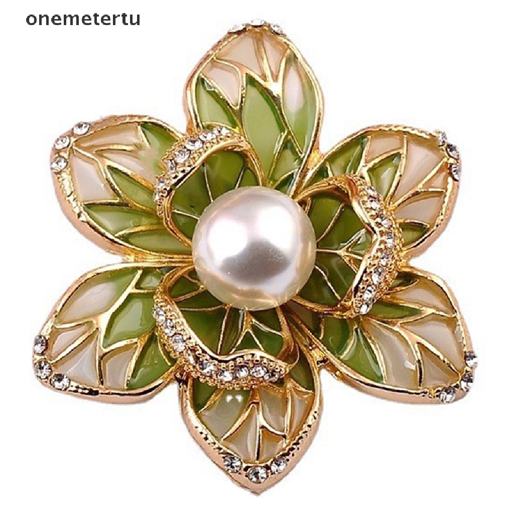 Trâm Cài Áo Hình Hoa Đính Ngọc Trai Tráng Men Thời Trang Cho Nữ