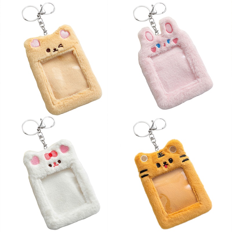 Ví Đựng Thẻ Kèm Móc Khóa Hình Thỏ / Gấu Nhồi Bông Đáng Yêu