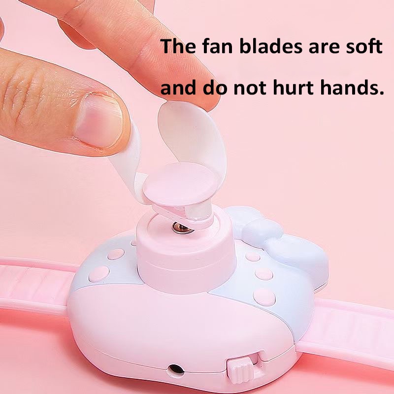 Quạt mini Đeo Cổ Tay Sạc usb Họa Tiết Hoạt Hình Dễ Thương Cho Bé