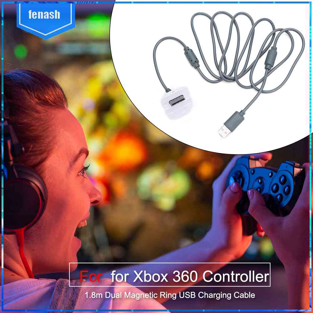 Dây Cáp Sạc USB Vòng Nam Châm Kép 1.8m Cho Tay Cầm Không Dây Xbox 360