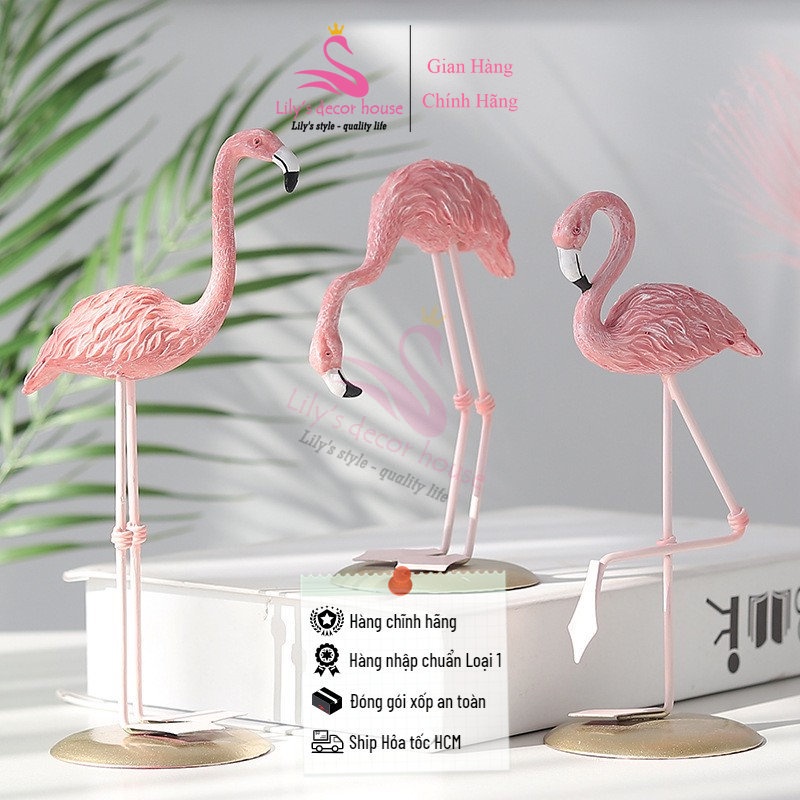 Mô hình chú Chim Hồng Hạc decor kệ tủ  Lily's decor house Composite Trang Trí Nội Thất Quà tặng trang trí độc đáo