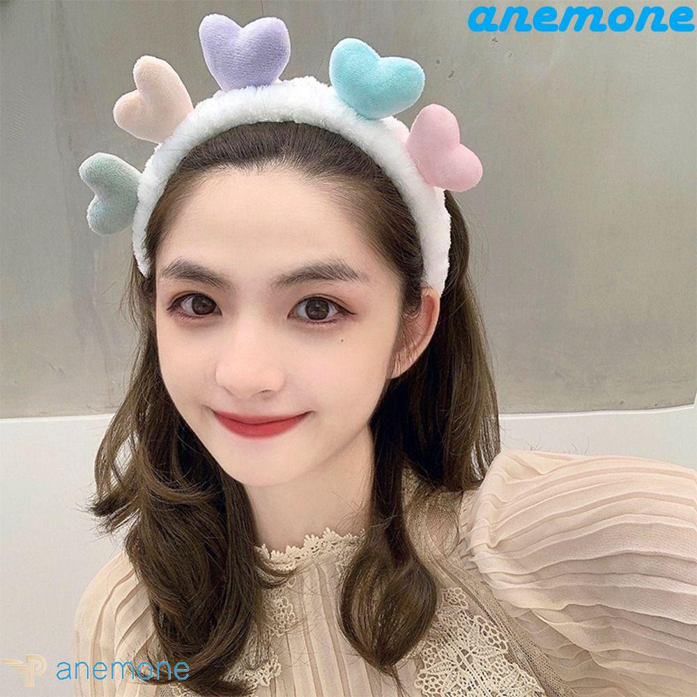 Băng Đô Cài Tóc Vải Bông Không Trơn Họa Tiết Trái Tim Hoạt Hình