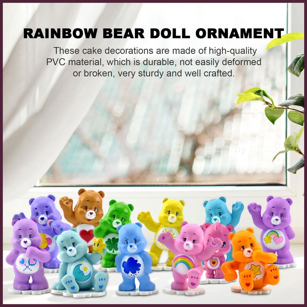 Set 12 Mô Hình Gấu Cầu Vồng Hoạt Hình Dễ Thương Cho Bé
