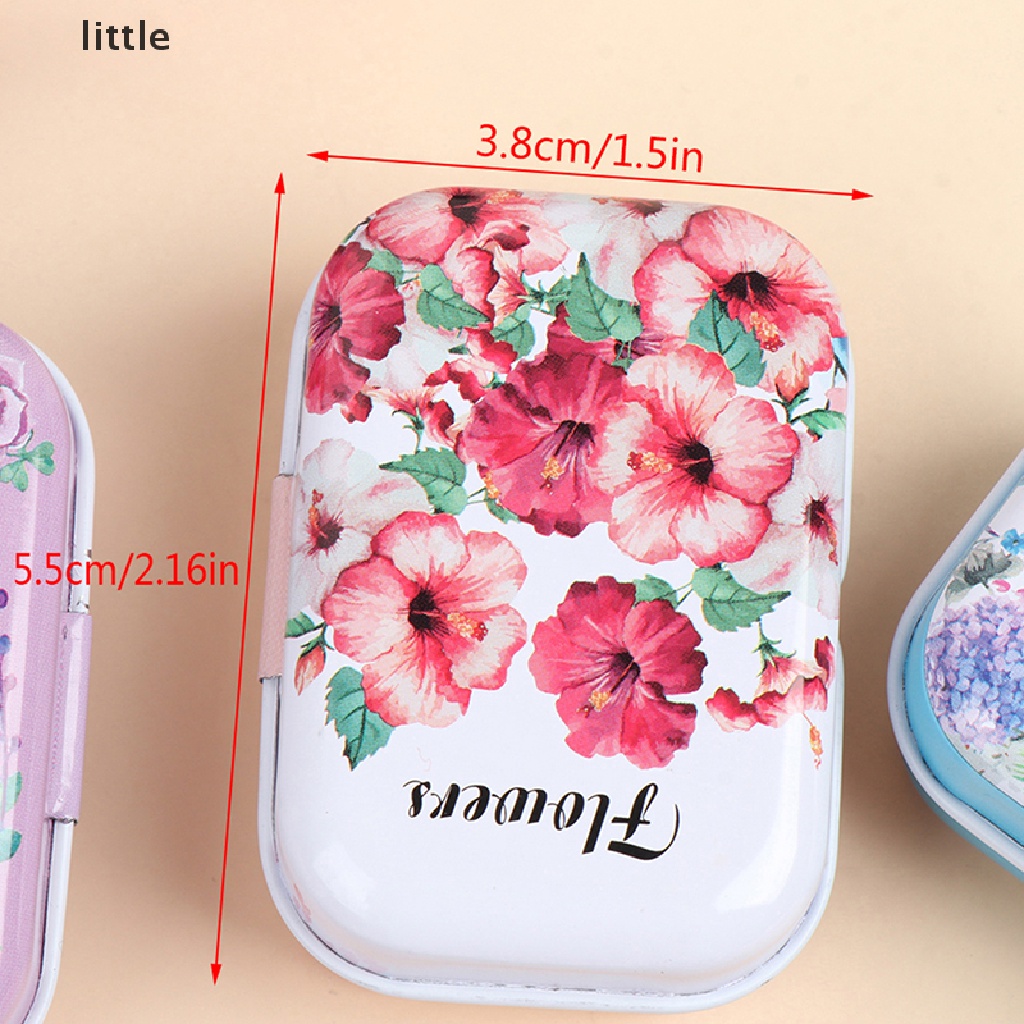 1 * Hộp Thiếc Nhỏ Đựng Trang Sức / Tiền Xu Họa Tiết Hoa Xinh Xắn