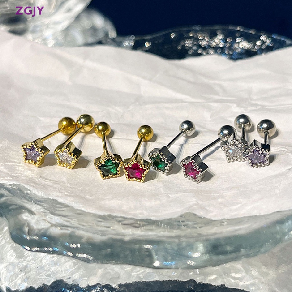 1 Đôi Khuyên Tai Hình Ngôi Sao Đính Đá Zircon Thời Trang Cho Nữ Mới