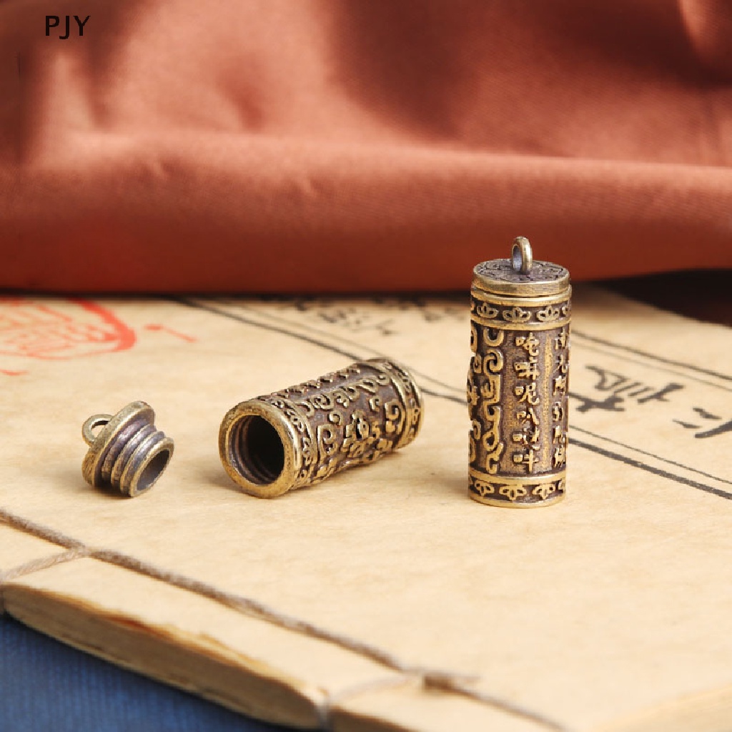 1 Hộp Đựng Thuốc Viên Bằng Đồng Thau Hình Trụ Treo Chìa Khóa