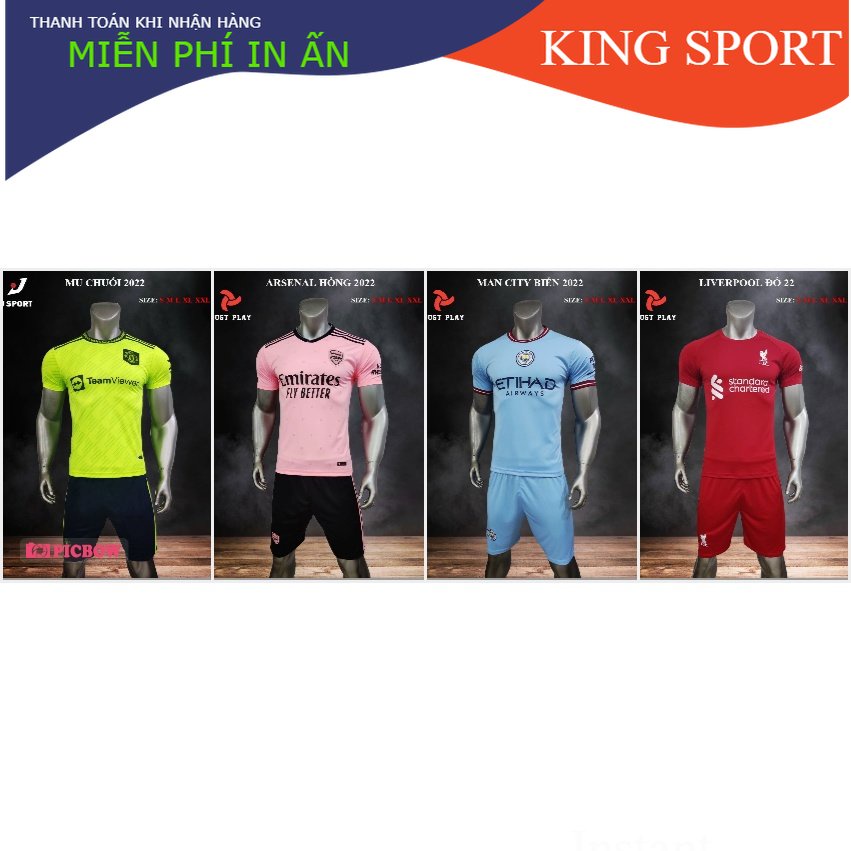 Bộ đồ đá banh, áo bóng đá CLB thun lạnh mới nhất đẹp nhất 2023 Free IN TÊN SỐ.