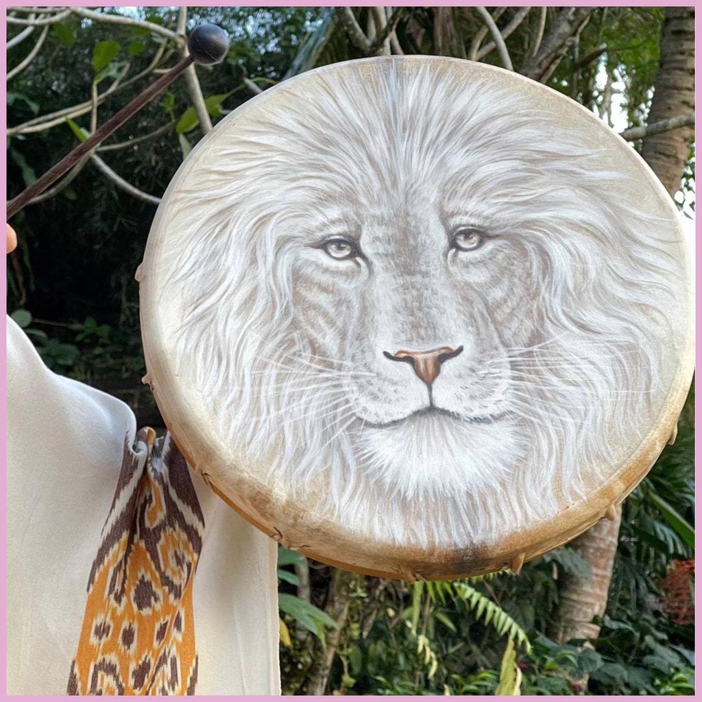 Trống Thủ Công Shamanic Hình Sư Tử Có Âm Thanh Vui Nhộn