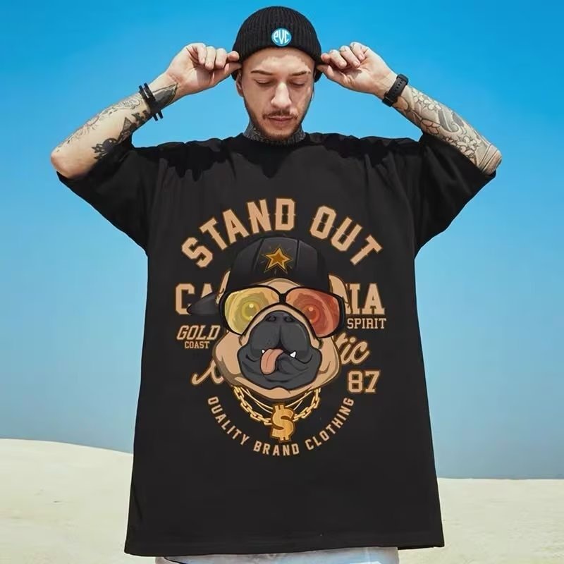 Áo Thun Tay Ngắn In Họa Tiết Hoạt Hình Phong Cách hip hop Hàn Quốc Thời Trang Cho Nam size M-5XL