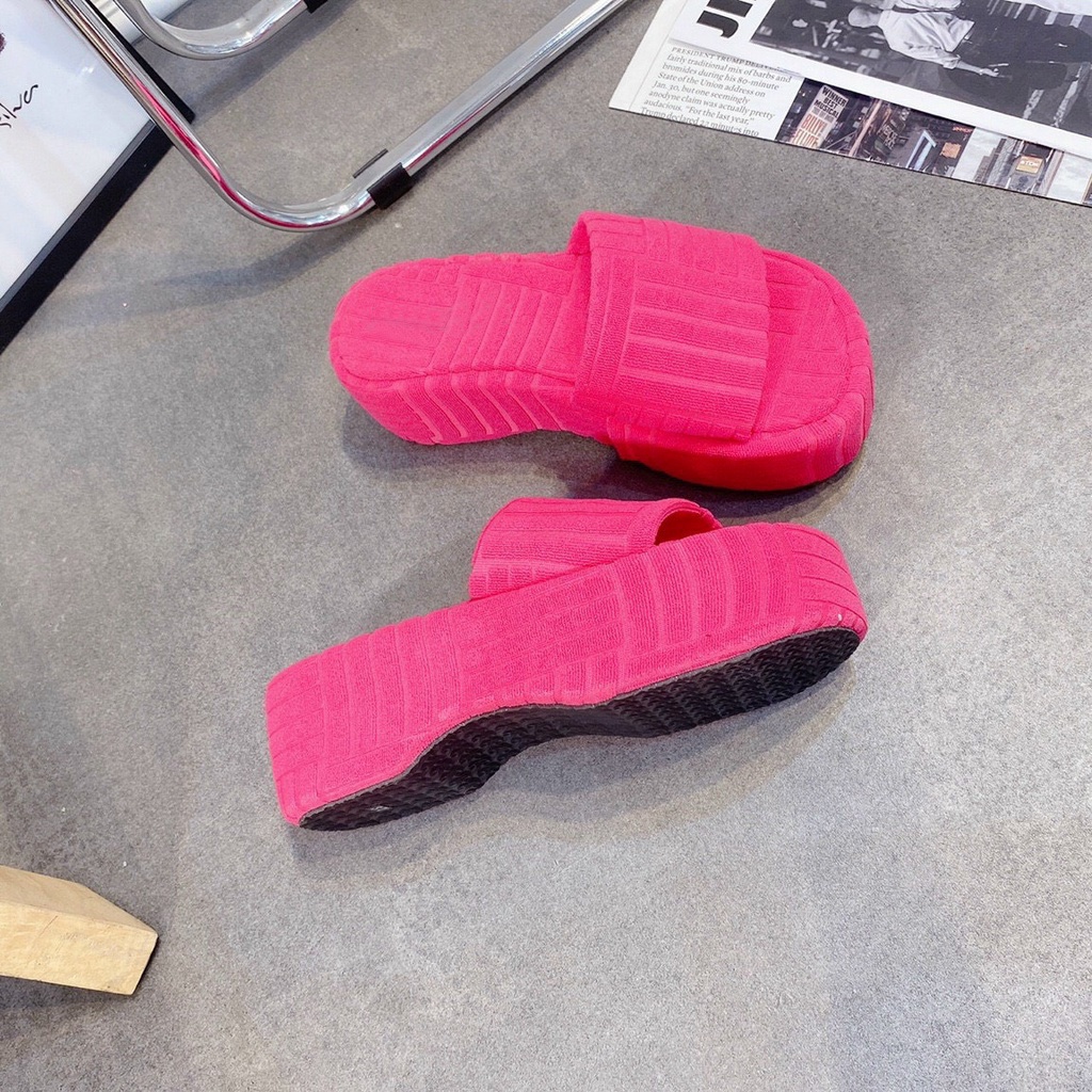 Dép nữ đế xuồng quai ngang chất nỉ nhung siêu xinh cao 6P đi bien