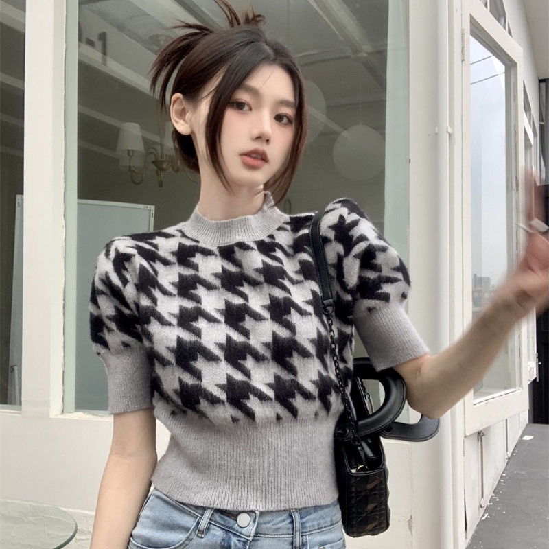 COZOK Áo Thun Dệt Kim Ngắn Tay Thời Trang Cá Tính Dễ Phối Đồ