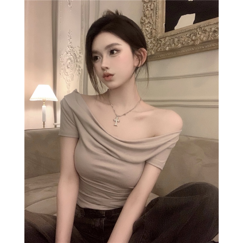 Áo Thun Tay Ngắn Màu Trơn Dáng Ôm Quyến Rũ Trẻ Trung Hợp Thời Trang